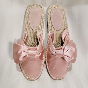 Vintage Havana Pink Satin Bow Mules